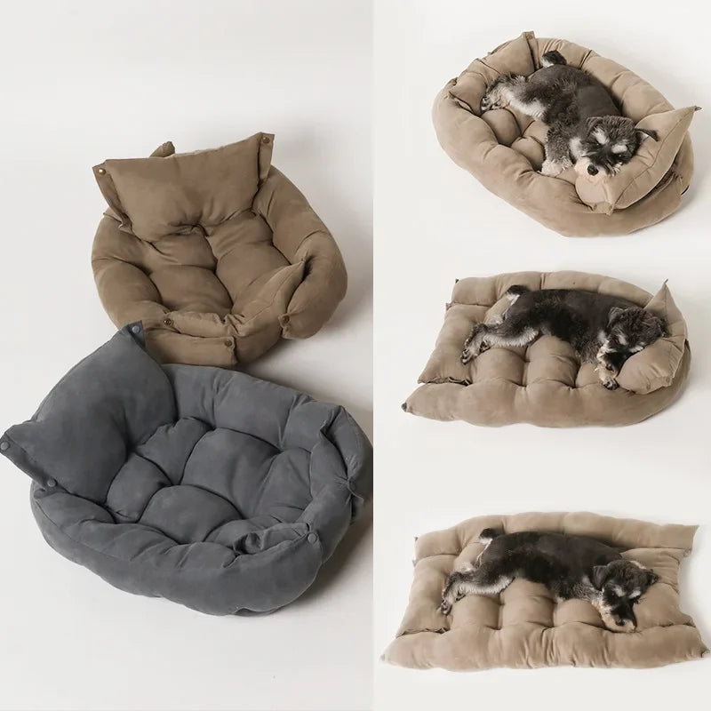 "Multi-Functional Folding Dog Bed - Transformable Kennel, Sofa, and Pet Nest for Cats & Dogs"