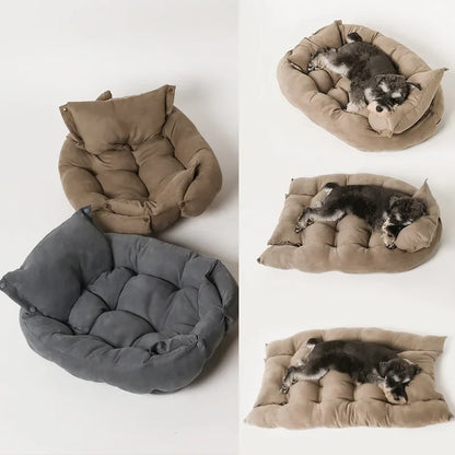 "Multi-Functional Folding Dog Bed - Transformable Kennel, Sofa, and Pet Nest for Cats & Dogs"