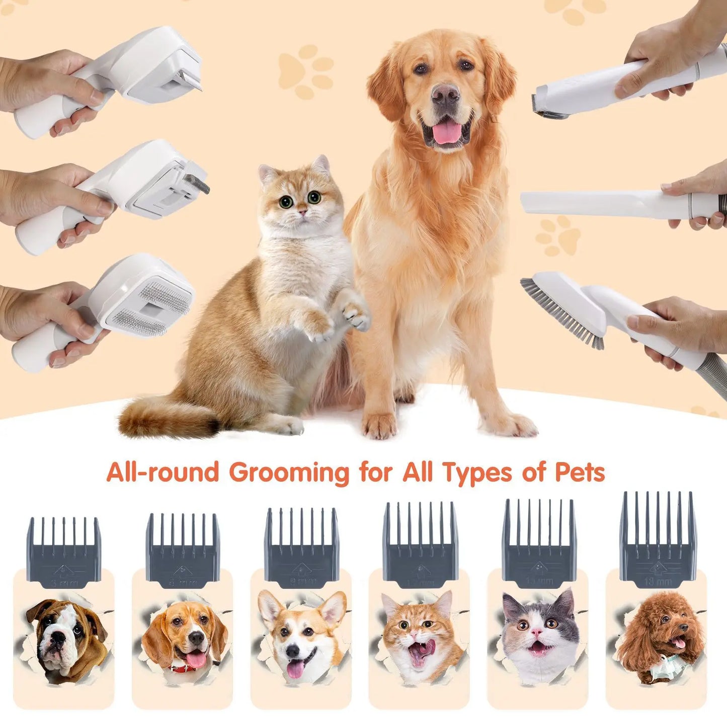 "Pet Grooming Vacuum & Kit – 2.5L Capacity with 5 Grooming Tools for Dogs & Cats"