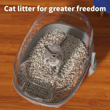 "Foldable Splash-Proof Cat Litter Box with Odor Isolation – Dual-Purpose Design"