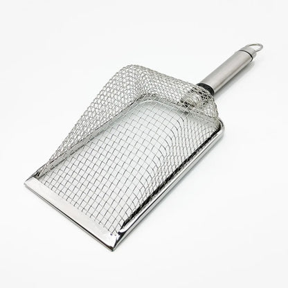 "Durable Metal Cat Litter Scoop - Stainless Steel Shovel with Fine Holes for Efficient Cleaning"