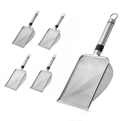 "Durable Metal Cat Litter Scoop - Stainless Steel Shovel with Fine Holes for Efficient Cleaning"