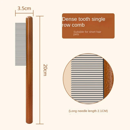 "Stainless Steel Cat Hair Remover Comb with Wooden Handle – Grooming Tool 3 Models for Cats & Dogs"