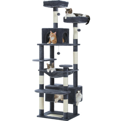 "Large Multi-Level Cat Tower – Cat Tree with Sisal Scratching Posts, Cozy Hammocks, and Spacious Condo Perch for Indoor Cats"