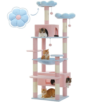 "Large Multi-Level Cat Tower – Cat Tree with Sisal Scratching Posts, Cozy Hammocks, and Spacious Condo Perch for Indoor Cats"