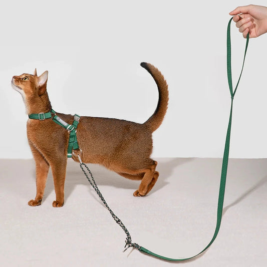 "Multifunctional Cat Harness & Leash Set – Reflective, Adjustable, Anti-Break Design for Safe Walks"