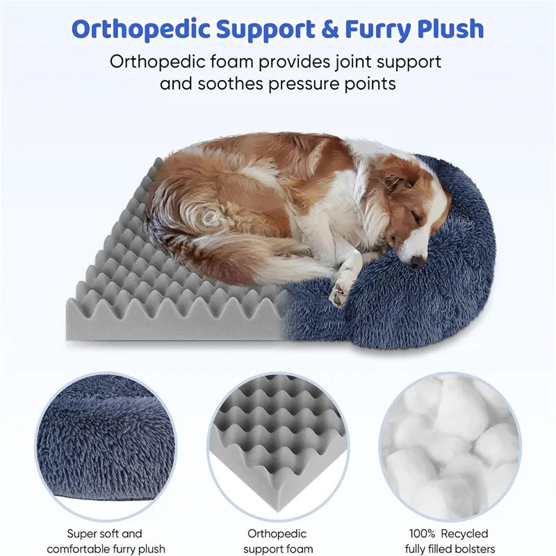 "Thickened Square Dog Bed - Plush Winter Pet Bed with Removable Pad"