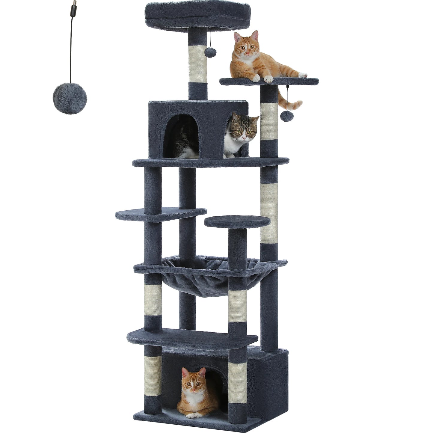 "Large Multi-Level Cat Tower – Cat Tree with Sisal Scratching Posts, Cozy Hammocks, and Spacious Condo Perch for Indoor Cats"