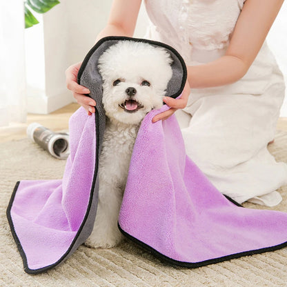 "Quick-Absorbent Pet Bath Towel - Thick, Soft, and Perfect for Drying Dogs & Cats"