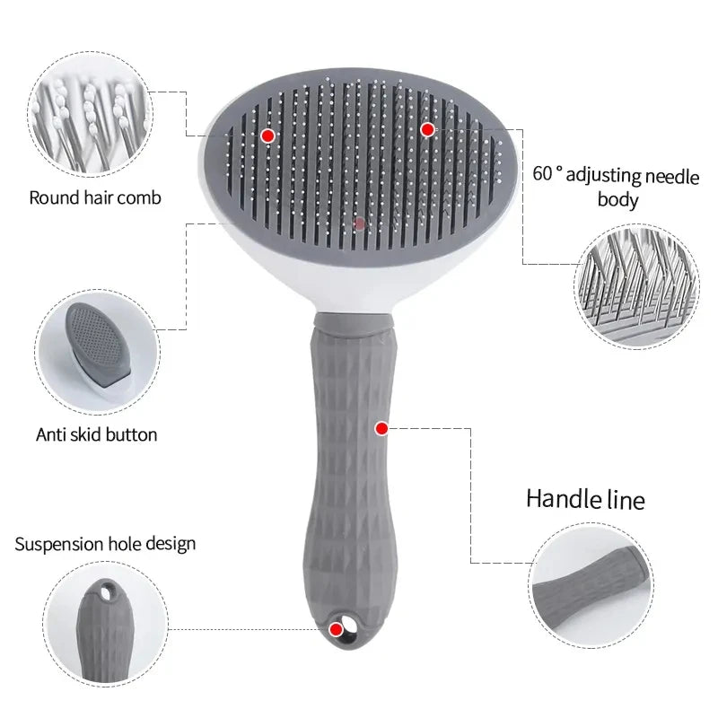 "Self-Cleaning Pet Hair Removal Comb - Cat Slicker Brush & Grooming Tool for Dogs"