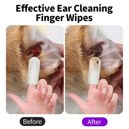 "Pet Ear Cleaning Wipes & Finger Covers – Ear Mite Removal for Cats and Dogs, Gentle Ear Care"