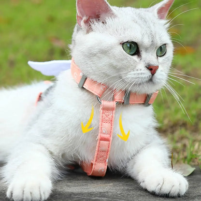 "Angel Wing Kitten Leash & Harness Set – Soft, Breathable, Anti-Escape Design for Outdoor Walks"