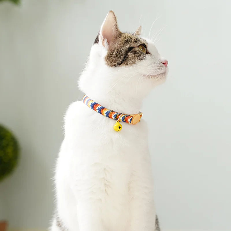 "Flower Printed Cat Collars with Bell – Adjustable & Safe for Cats, Puppies, Small Dogs 2PCS"