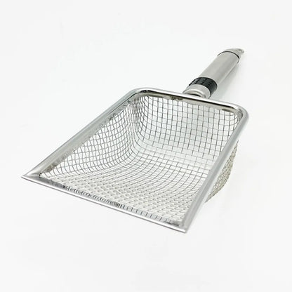 "Durable Metal Cat Litter Scoop - Stainless Steel Shovel with Fine Holes for Efficient Cleaning"