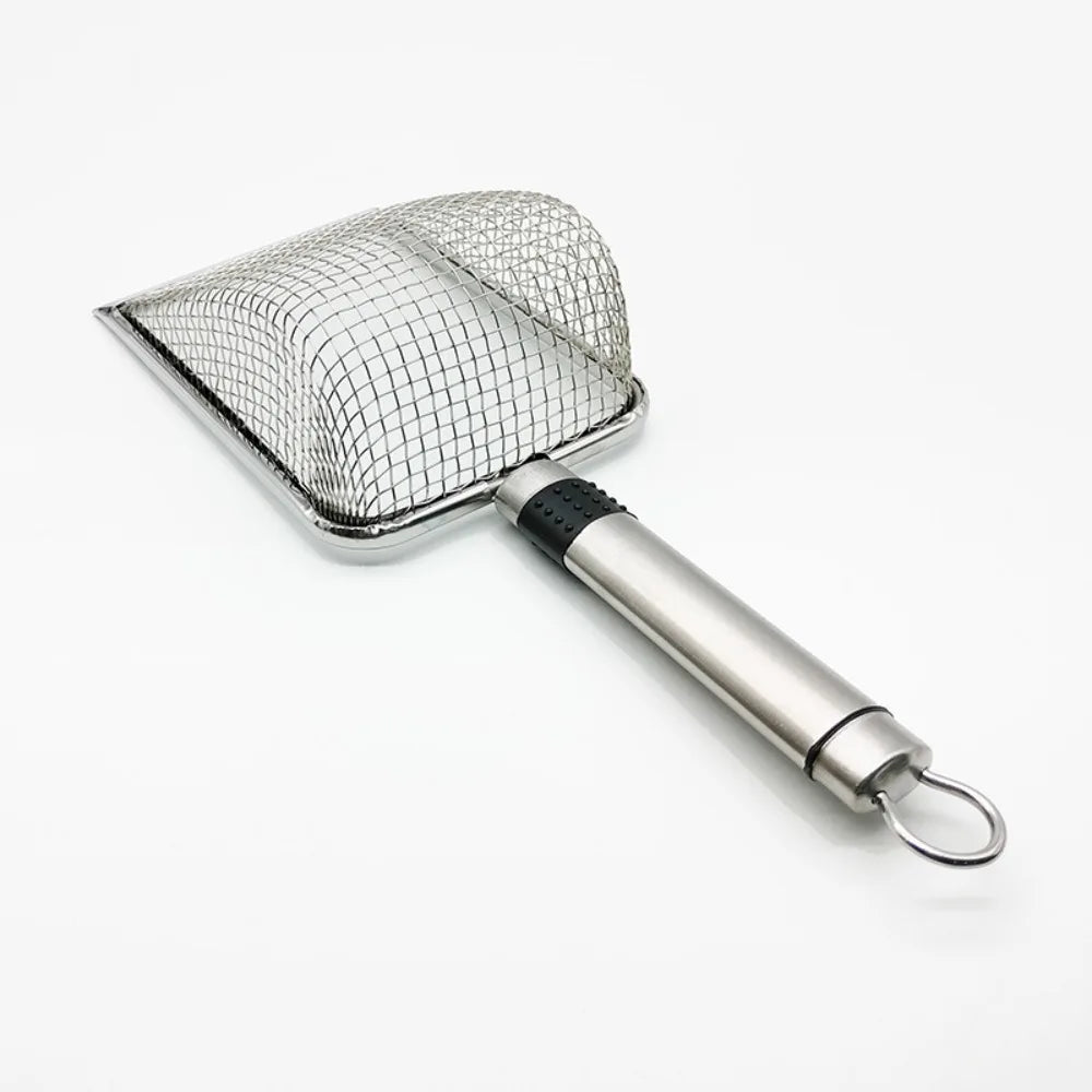 "Durable Metal Cat Litter Scoop - Stainless Steel Shovel with Fine Holes for Efficient Cleaning"