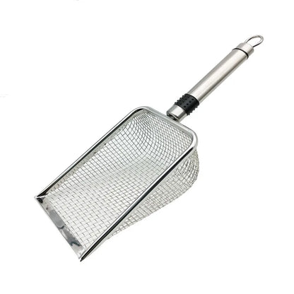 "Durable Metal Cat Litter Scoop - Stainless Steel Shovel with Fine Holes for Efficient Cleaning"