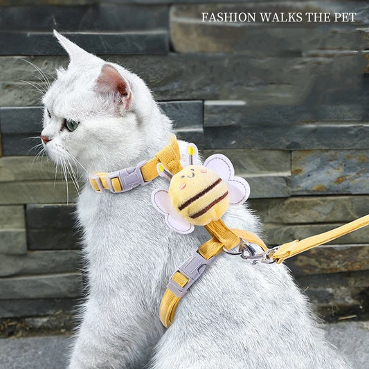 "Adorable Cartoon Bee Harness, Leash & Collar Set – unique for Small & Medium Pets"