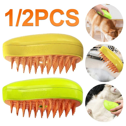 "3-in-1 Electric Pet Grooming Brush - Steam, Massage & Hair Removal"