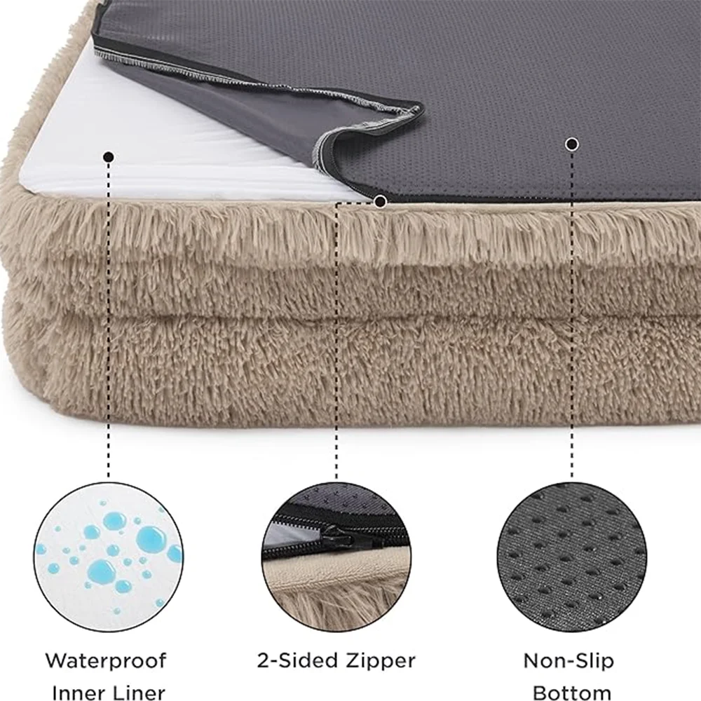 "Thickened Square Dog Bed - Plush Winter Pet Bed with Removable Pad"