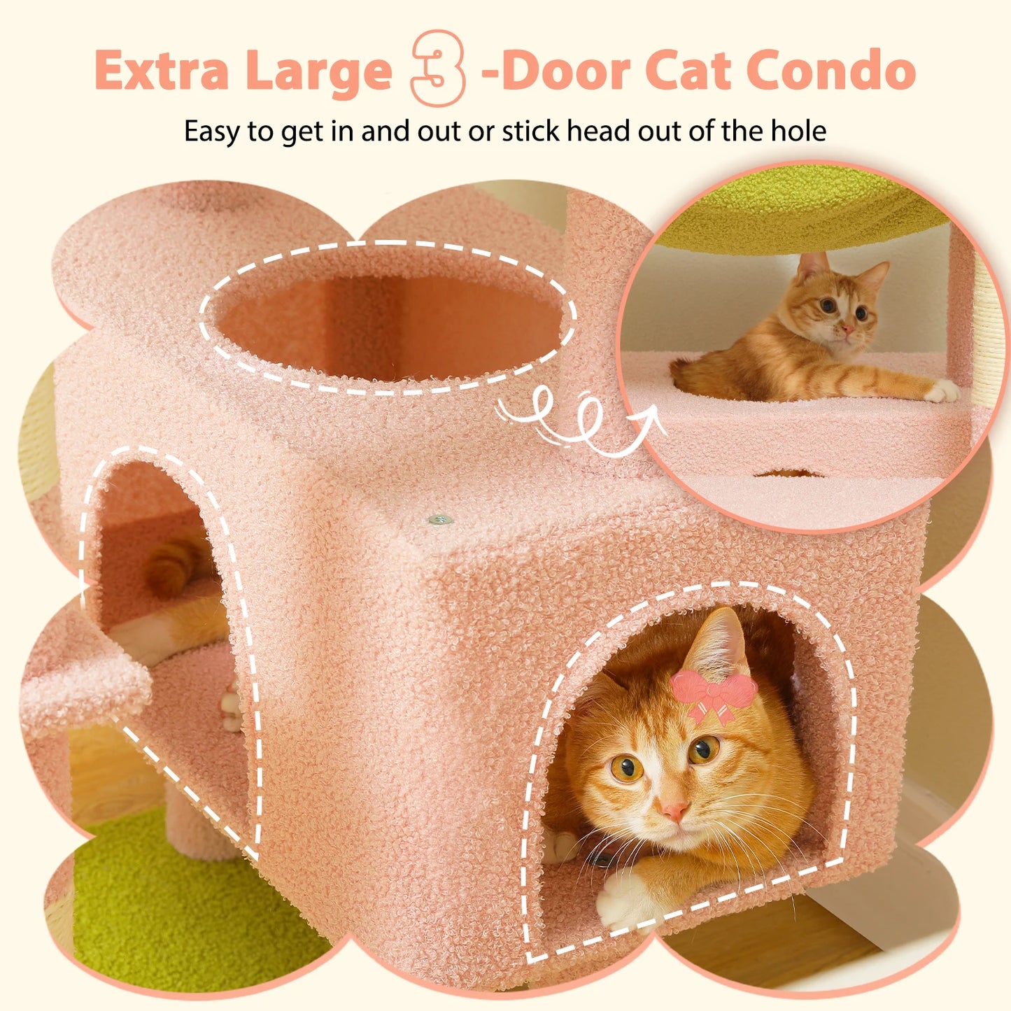 "Large Multi-Level Cat Tower – Cat Tree with Sisal Scratching Posts, Cozy Hammocks, and Spacious Condo Perch for Indoor Cats"