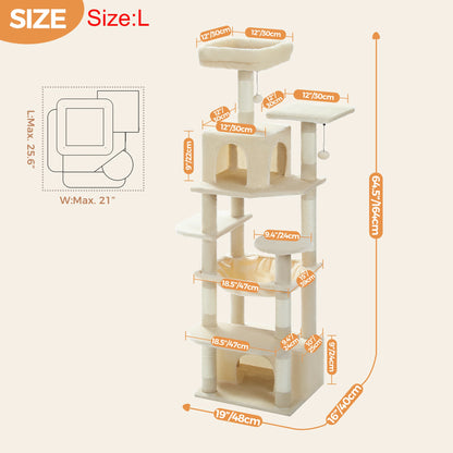 "Large Multi-Level Cat Tower – Cat Tree with Sisal Scratching Posts, Cozy Hammocks, and Spacious Condo Perch for Indoor Cats"