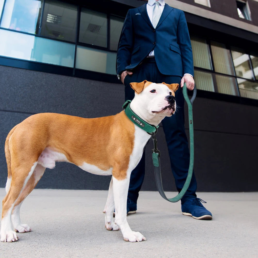 "Custom Leather Dog Collar & Leash Set – Durable, Personalized Walking Lead for Small, Medium & Large Dogs"