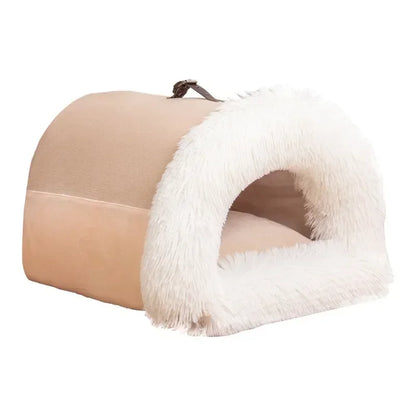 "Cozy and Portable Pet House – Soft Plush Bed for Cats and Small Dogs, Perfect for Winter & Deep Sleep"