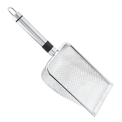 "Durable Metal Cat Litter Scoop - Stainless Steel Shovel with Fine Holes for Efficient Cleaning"