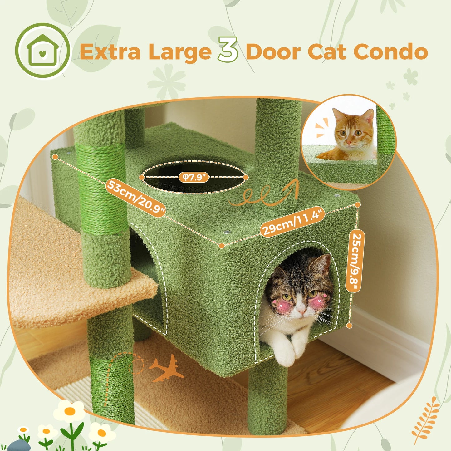 "Large Multi-Level Cat Tower – Cat Tree with Sisal Scratching Posts, Cozy Hammocks, and Spacious Condo Perch for Indoor Cats"