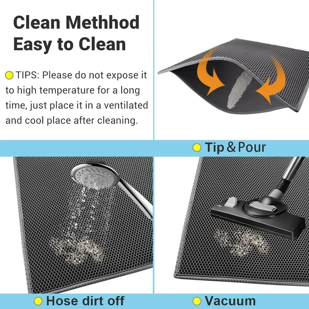 "Double Cat Litter Mat – Waterproof Honeycomb Urine Layer, Skidproof EVA Kitty Mat for Litter Box, Soft & Easy to Clean"