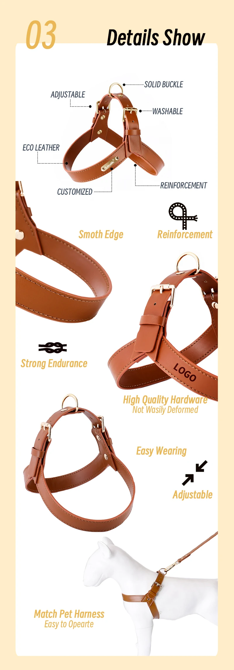 "Y-Shaped Leather Pet Harness with Leash Set – Lightweight No-Pull Vest for Cats & Small Dogs"