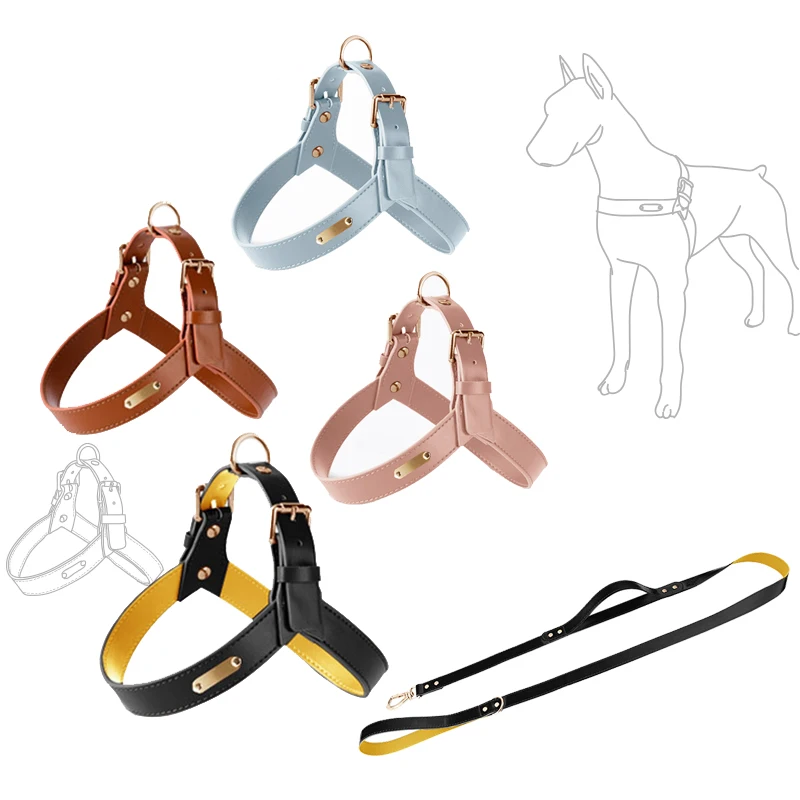 "Y-Shaped Leather Pet Harness with Leash Set – Lightweight No-Pull Vest for Cats & Small Dogs"