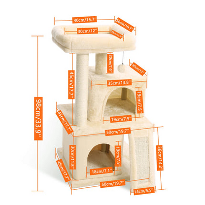 "Cat Tree Condo House with Scratching Post | Climbing Tree for Kittens & Cats | Protects Furniture"